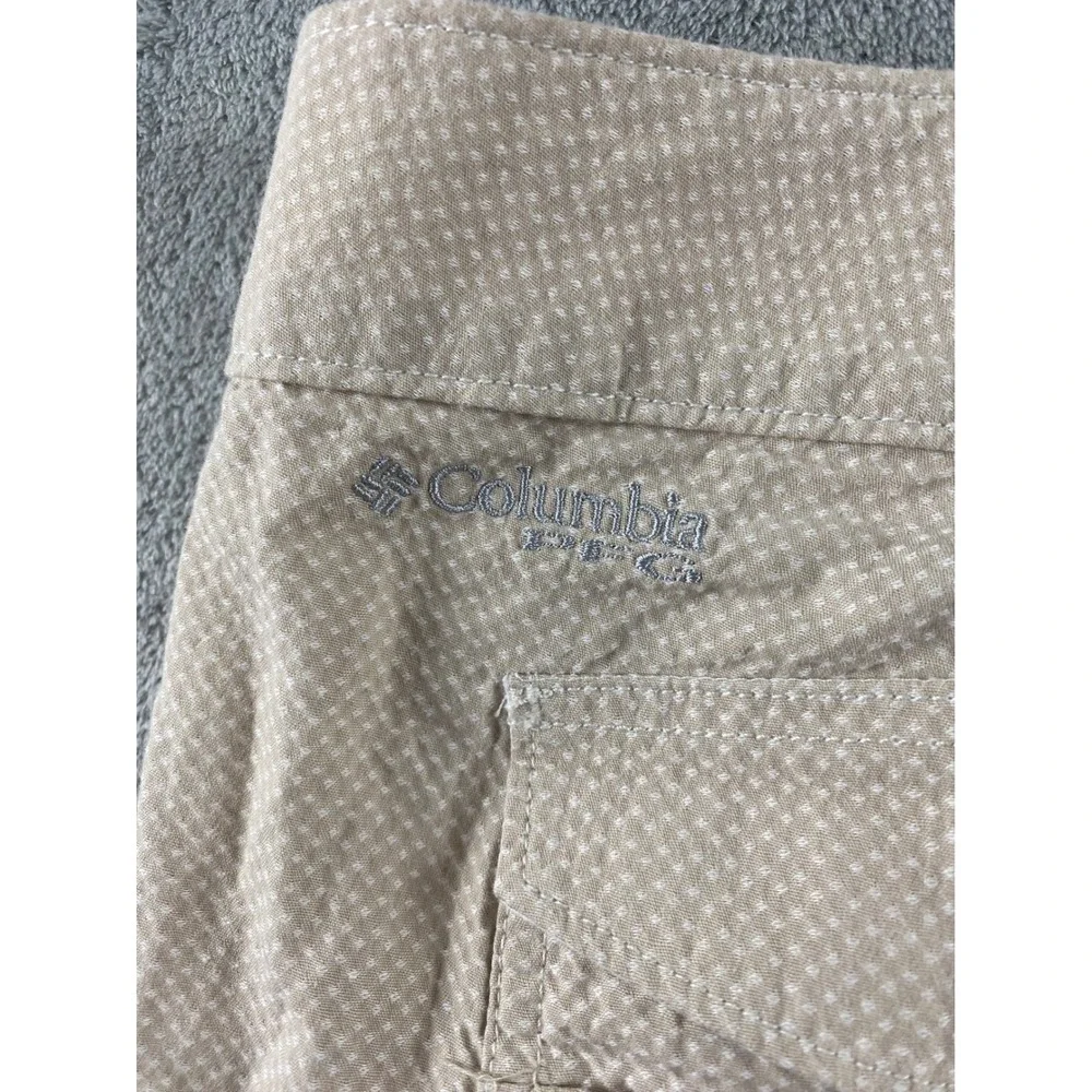 Columbia Omni-Shade Mens Shorts Tan Khaki Micro Dot Sun Protection Size 37x10